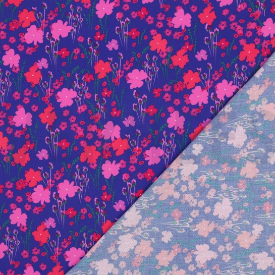 LENZING™ ECOVERO™ DIGITAL FLOWERS COBALT #7