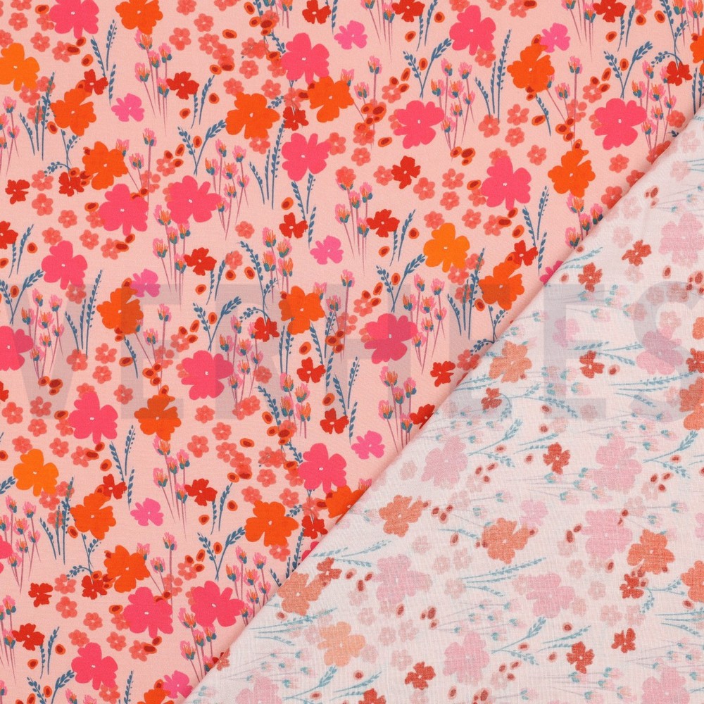 LENZING™ ECOVERO™ DIGITAAL BLOEMEN PERZIK #7