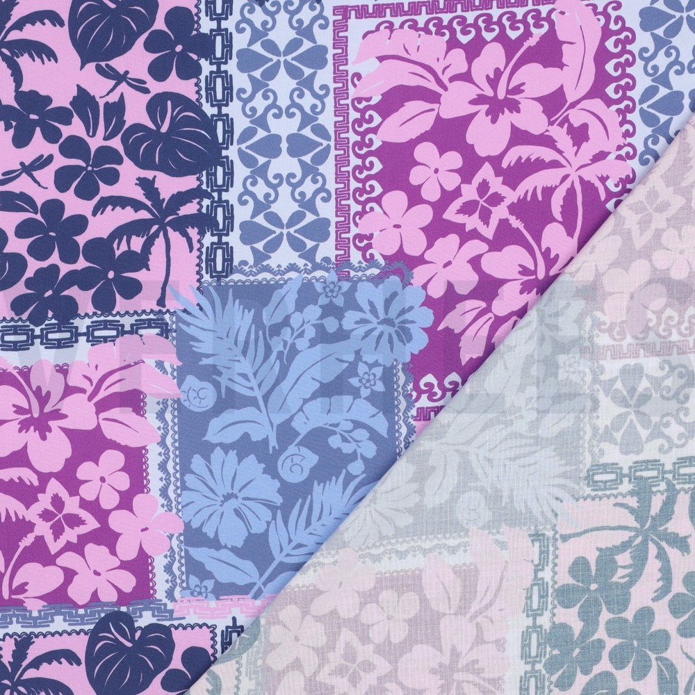 LENZING™ ECOVERO™ BLOEMEN PATCHWORK LAVENDEL #7