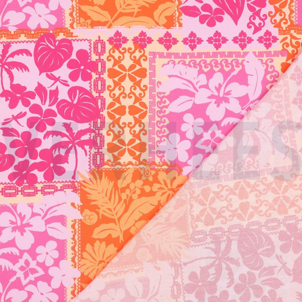 LENZING™ ECOVERO™ FLEURS PATCHWORK FUCHSIA #7