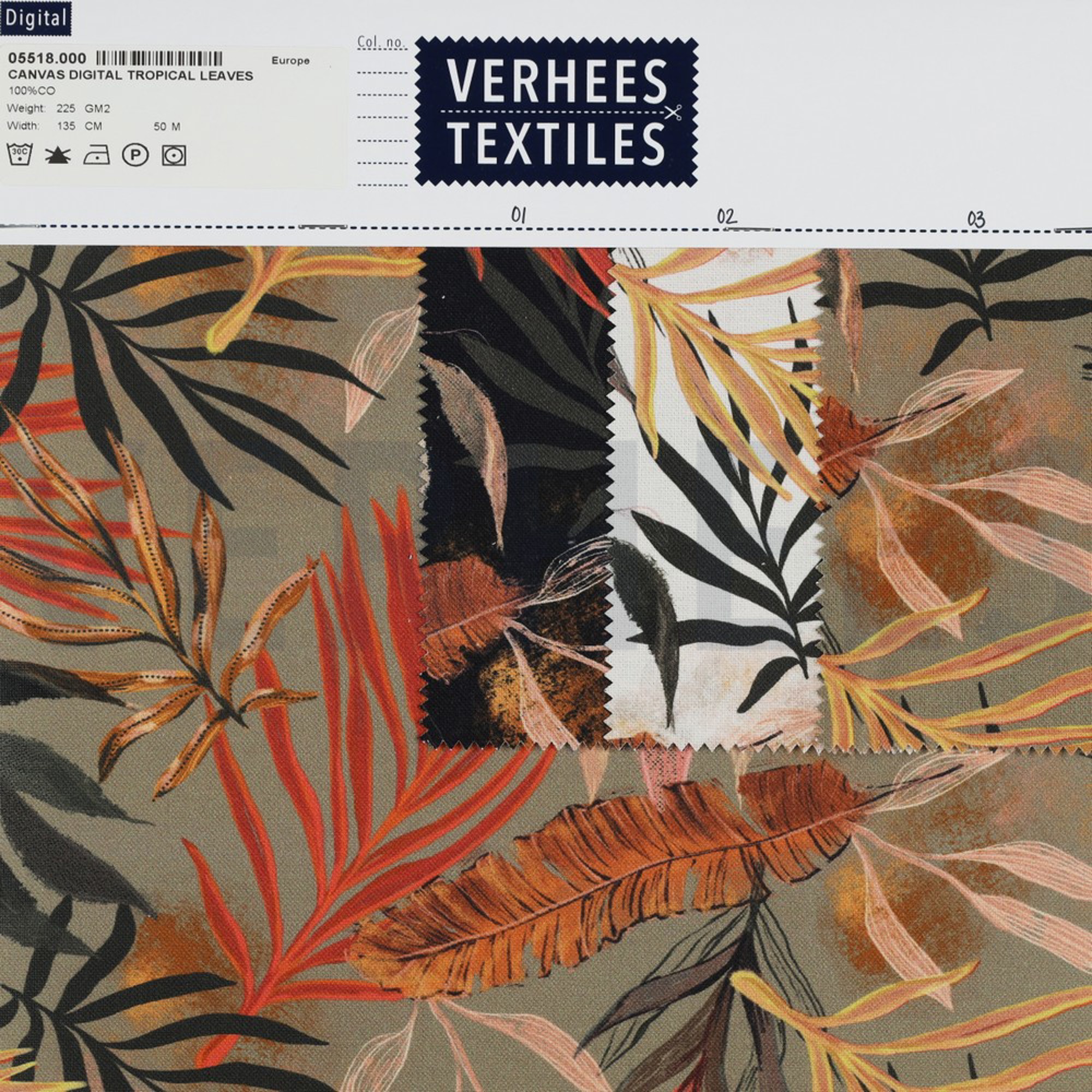 CANVAS DIGITAL TROPICAL LEAVES ECRU (high resolution) #4