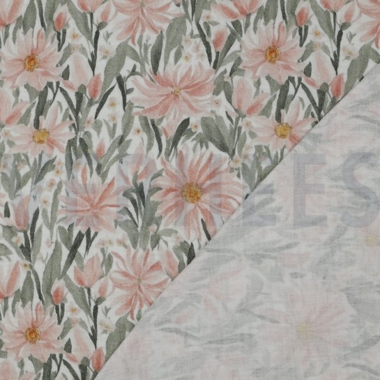 DOUBLE GAZE DE COTON FLEURS BLANC #7