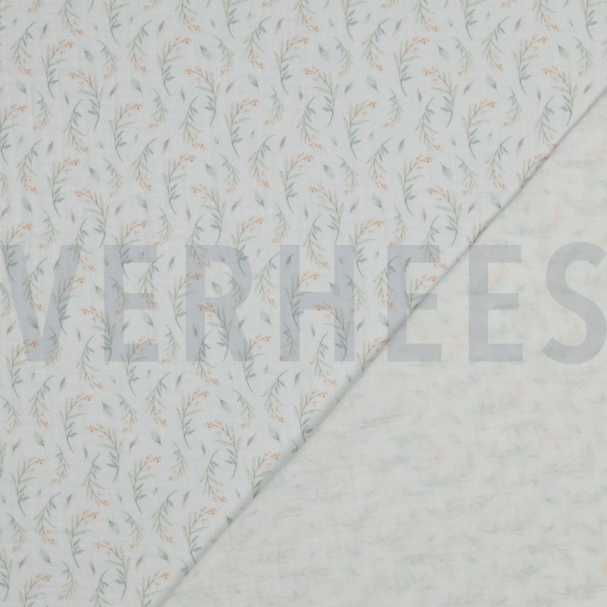 DOUBLE GAUZE DIGITAL LEAVES WHITE (high resolution) #4