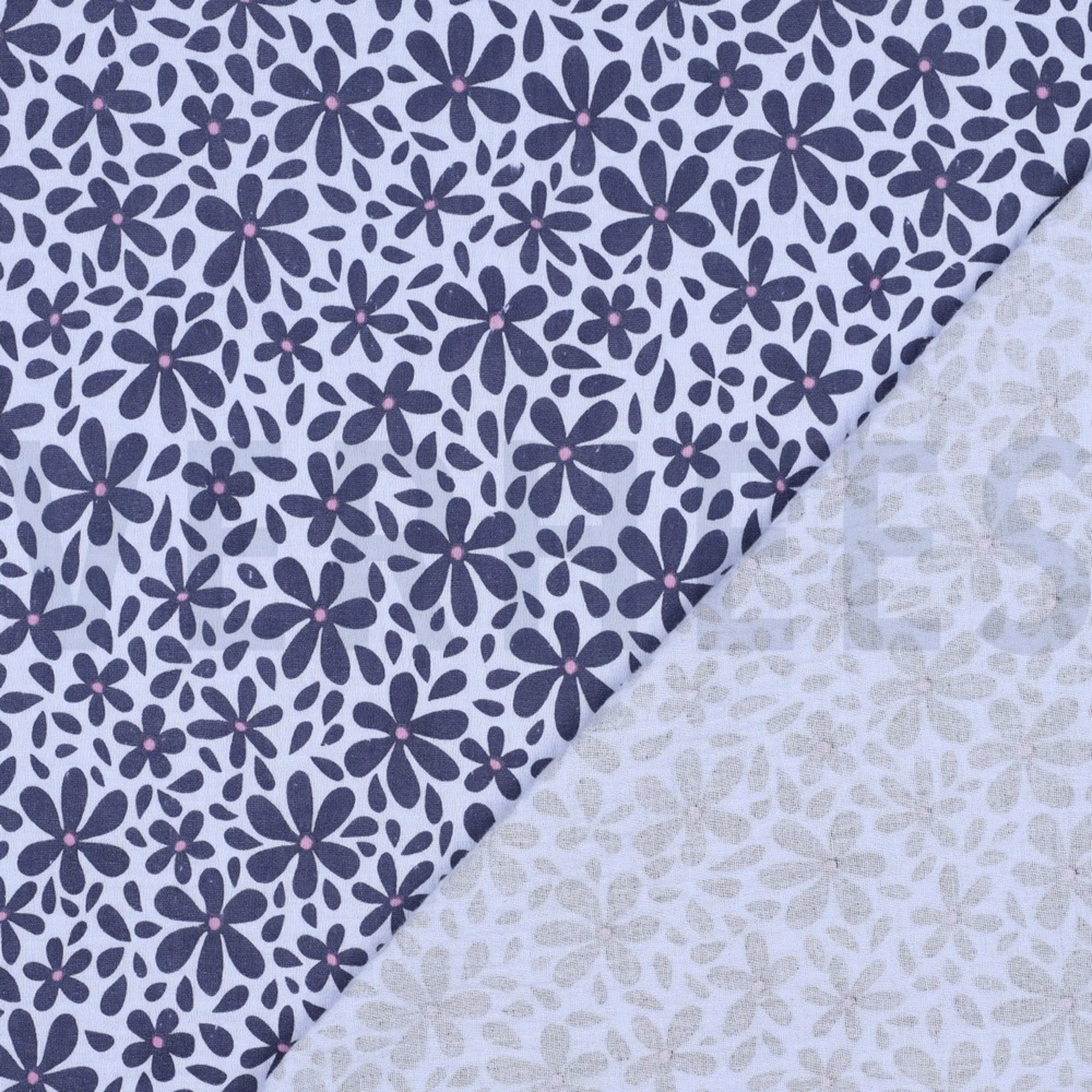 DOUBLE GAZE DE COTON FLEURS JEAN BLEU (high resolution) #4