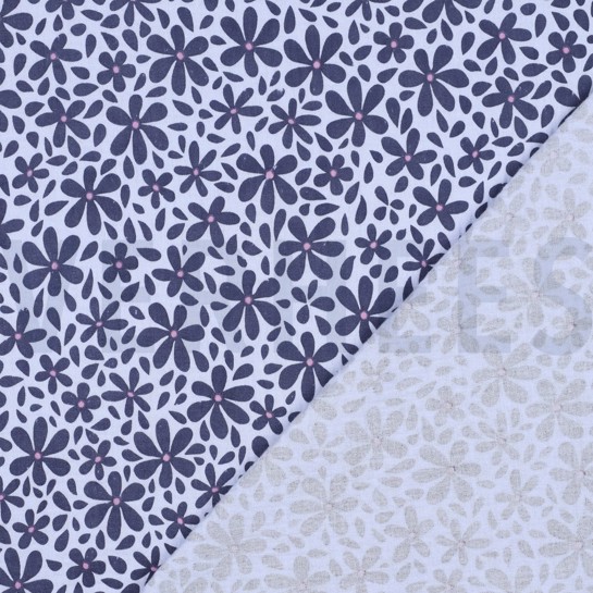 DOUBLE GAZE DE COTON FLEURS JEAN BLEU #7
