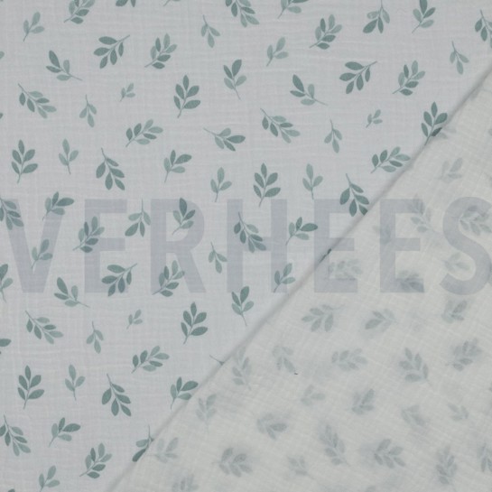 DOUBLE GAUZE BLADEREN SALIEGROEN #7