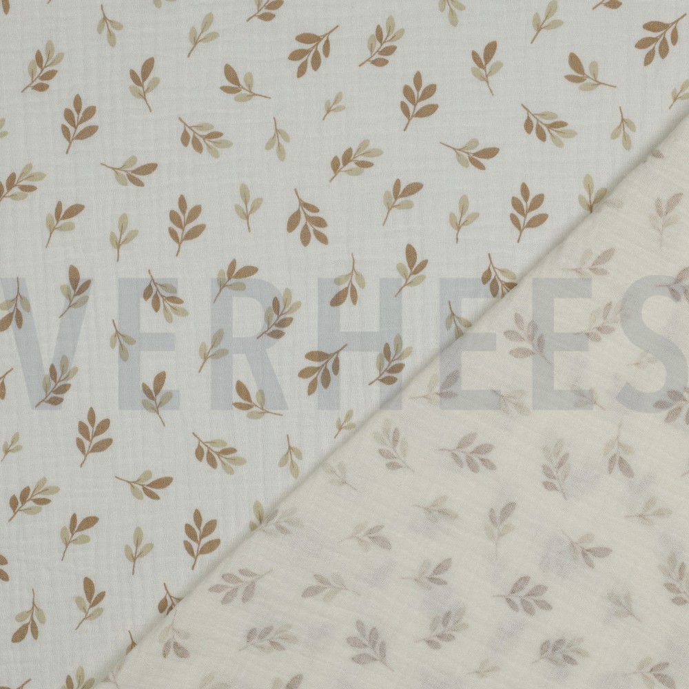 MUSSELIN BLÄTTER TAUPE #7