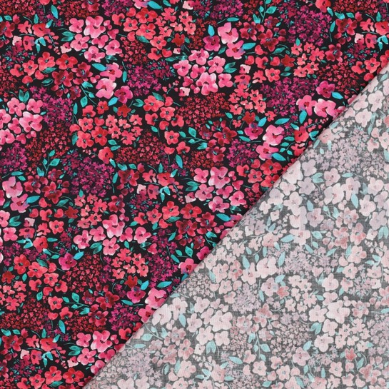 KATOENEN POPLIN DIGITAAL BLOEMEN ZWART #7