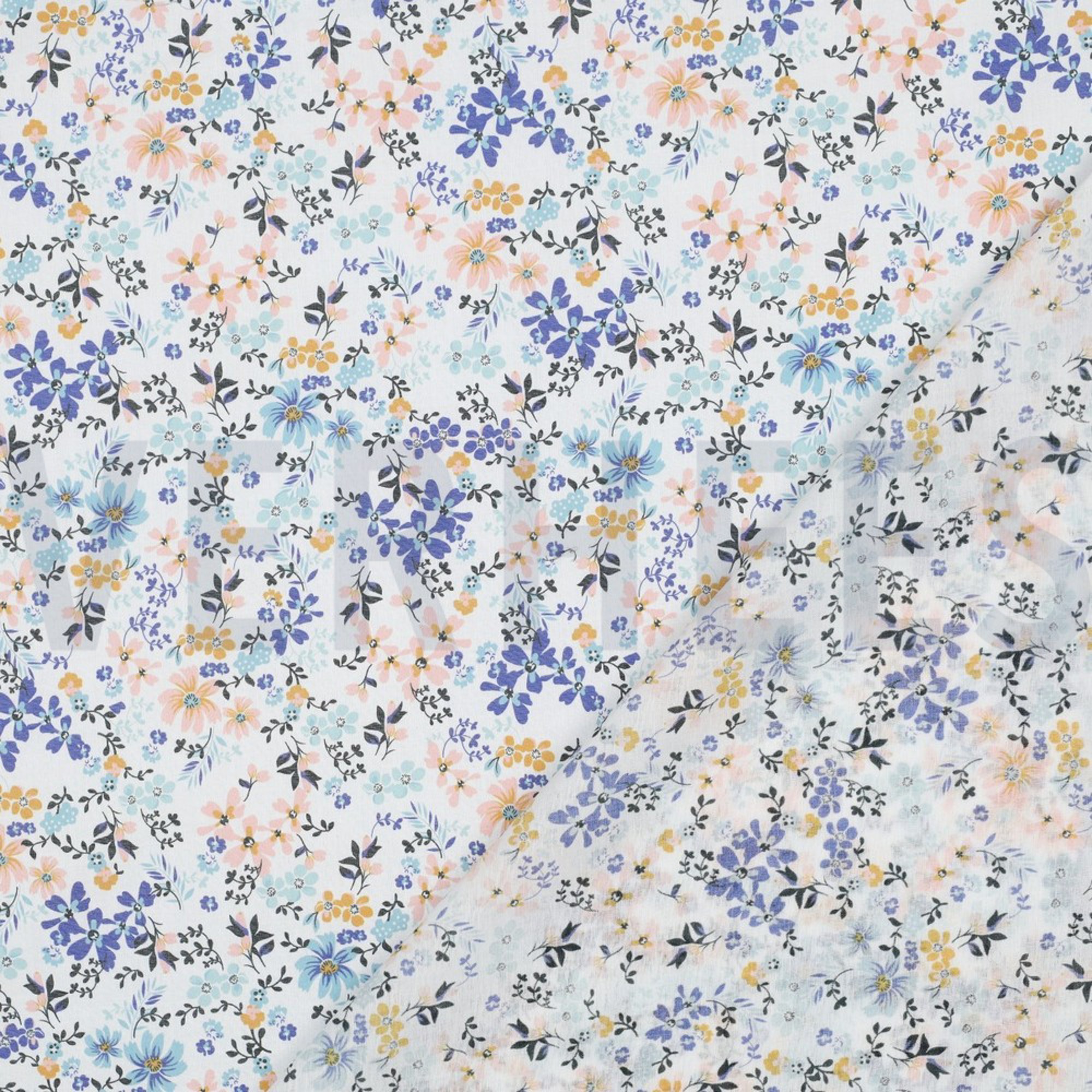COTON VOILE DIGITAL FLEURS BLEU (high resolution) #4