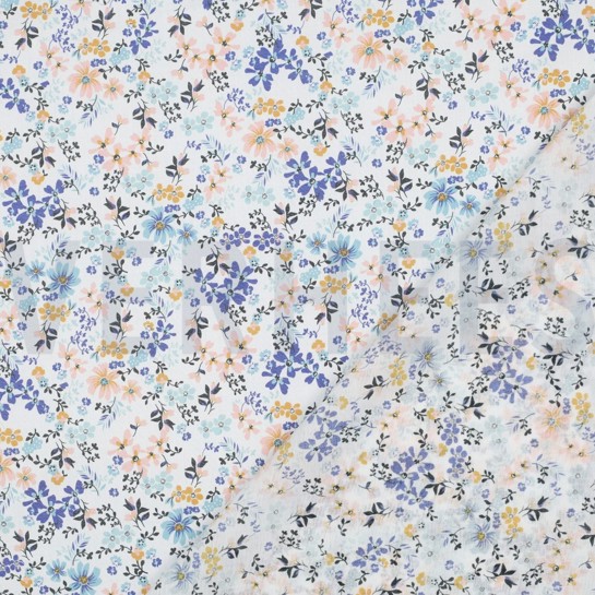 COTON VOILE DIGITAL FLEURS BLEU #7