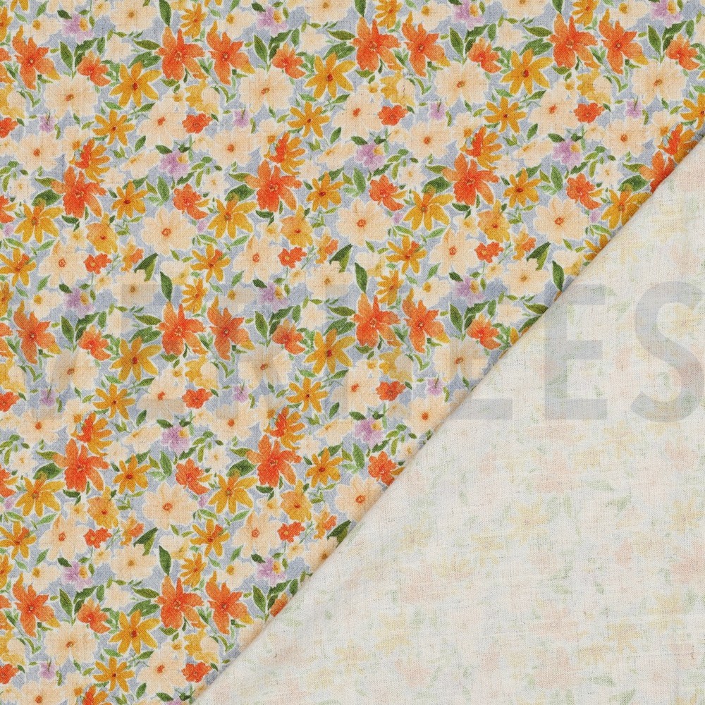 LINNEN VISCOSE CRÊPE DIGITAAL BLOEMEN GEEL #7