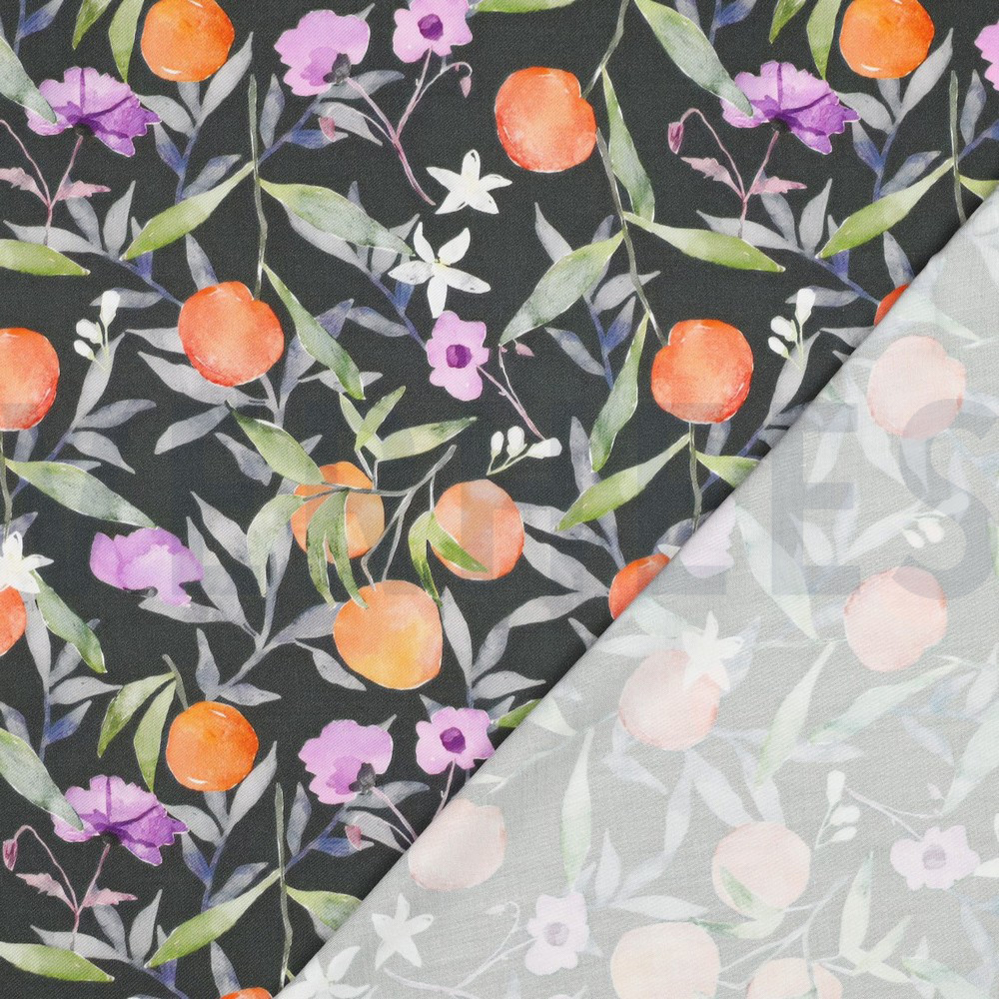 VISCOSE SATIJN DIGITAAL BLADEREN DONKERGROEN (high resolution) #4