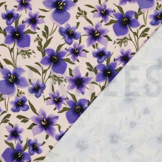 FRENCH TERRY DIGITAL FLEURS BLANC CASSÉ #7