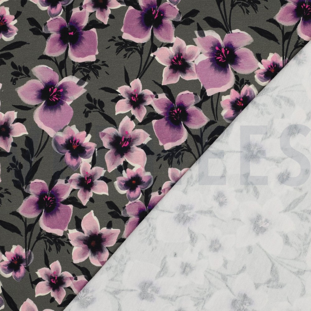 FRENCH TERRY DIGITAL BLUMEN GRÜN #7