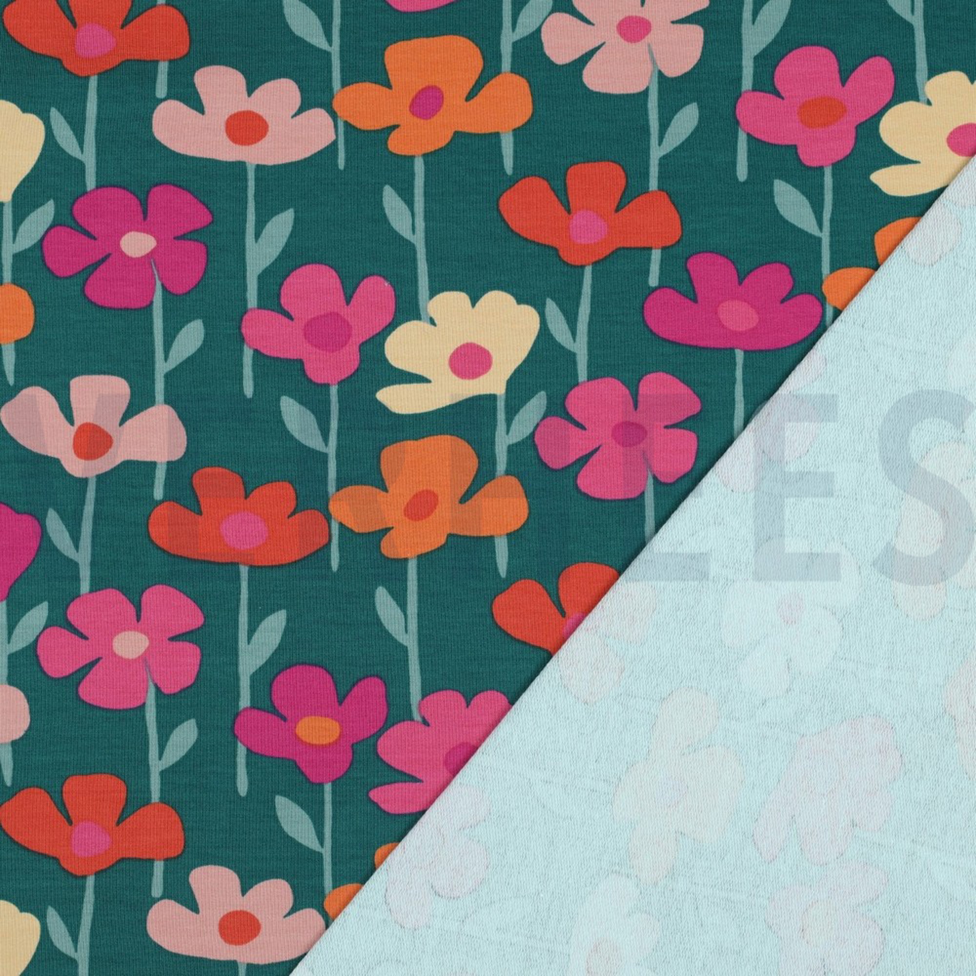 FRENCH TERRY FLEURS VERT FONCÉ (high resolution) #4