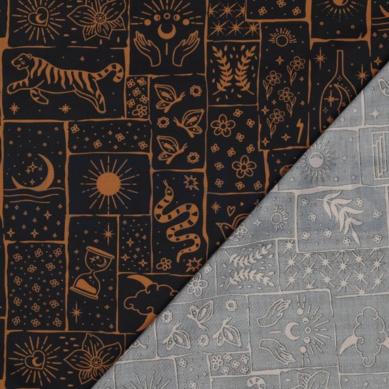 BAUMWOLLE POPELINE BOHO SCHWARZ #7