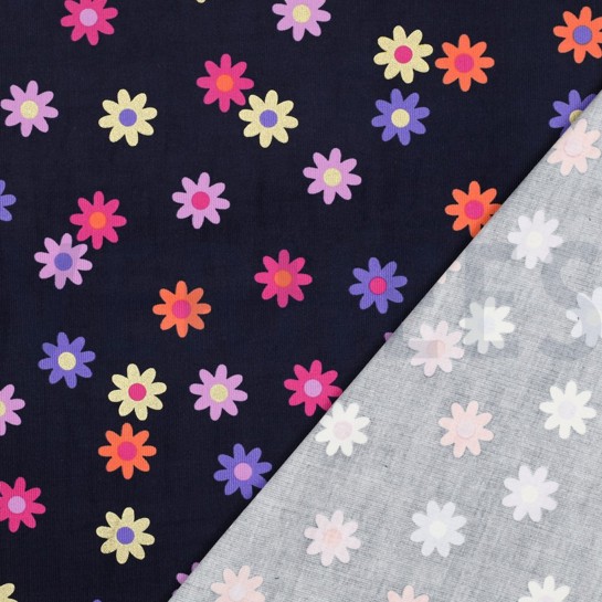 VELOURS MILLERAIES FEUILLE FLEURS BLEU MARINE #7