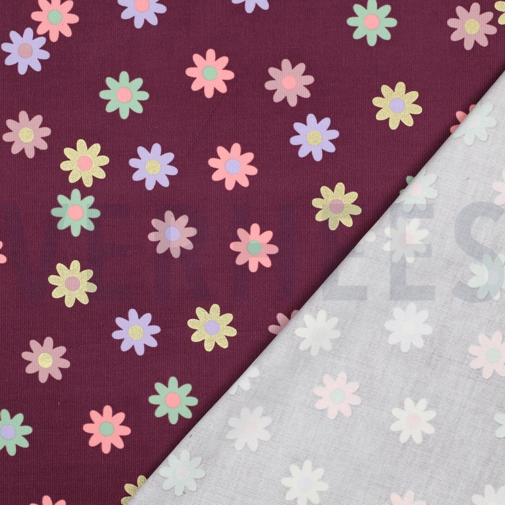 VELOURS MILLERAIES FOIL FLEURS BORDEAUX #7