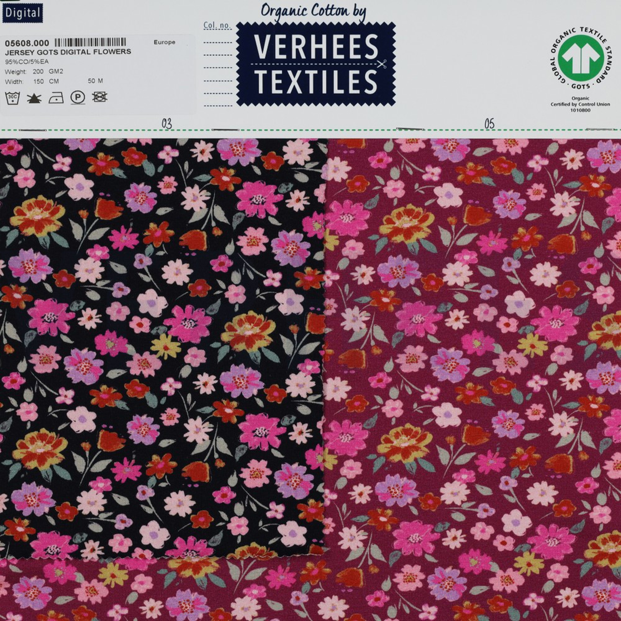 JERSEY GOTS DIGITAL FLOWERS CERISE (high resolution) #4