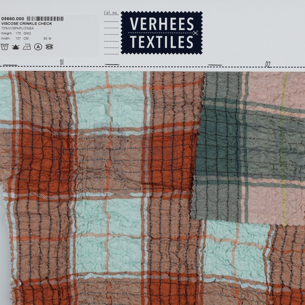 VISCOSE KRINKEL RUITEN MINT #7