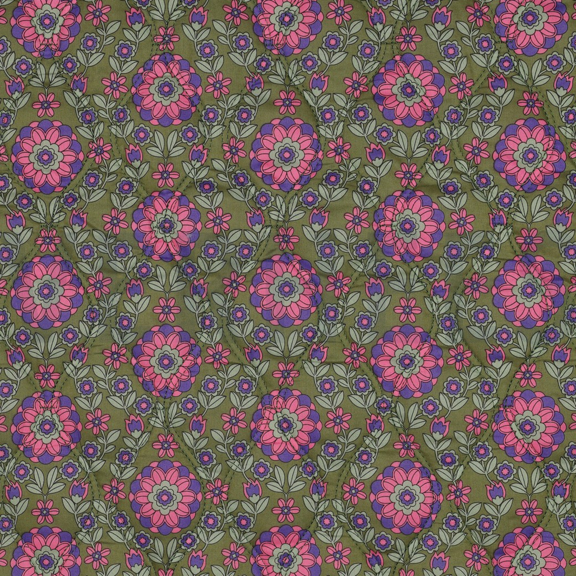 COTTON VOILE STEPPED FLOWERS ARMY GREEN (high resolution) #4
