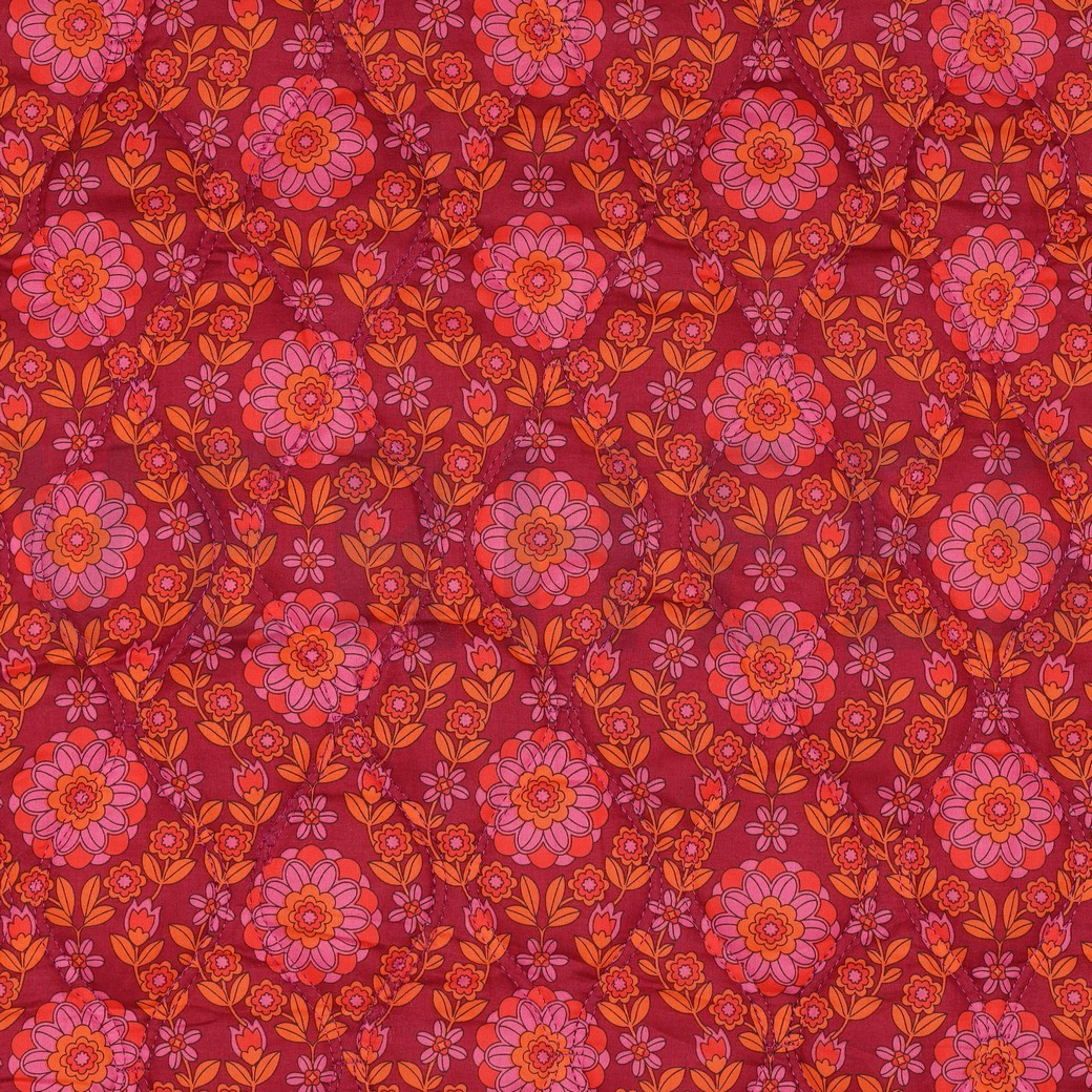 BAUMWOLLE VOILE GESTEPPT DIGITAL BLUMEN ROSA / BORDEAUX #7