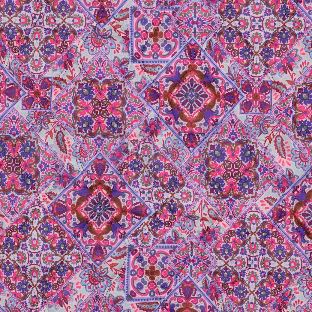 COTON VOILE MATELASSÉ DIGITAL PATCHWORK BLEU #7