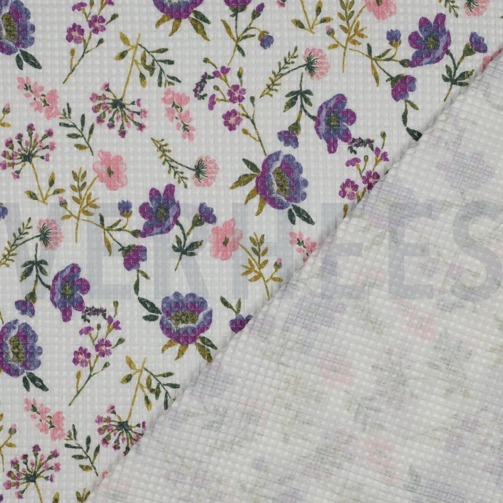COTTON WAFFLE DIGITAL FLOWERS WHITE #7