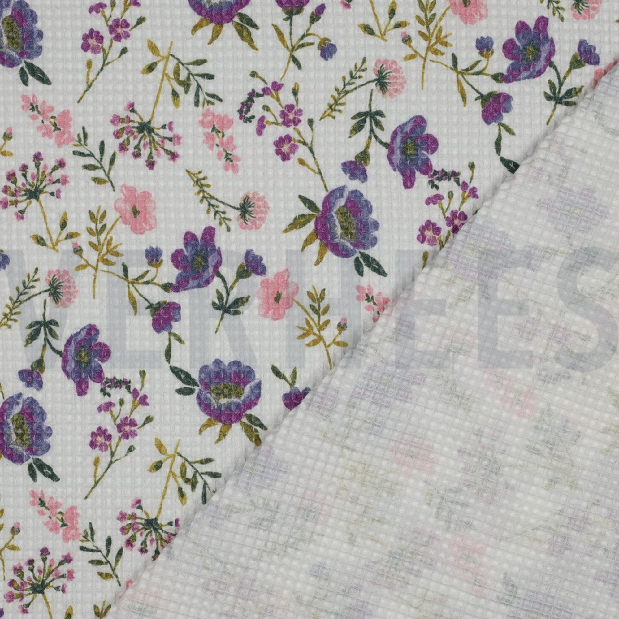 BAUMWOLLE WAFFEL DIGITAL BLUMEN WEISS (high resolution) #4