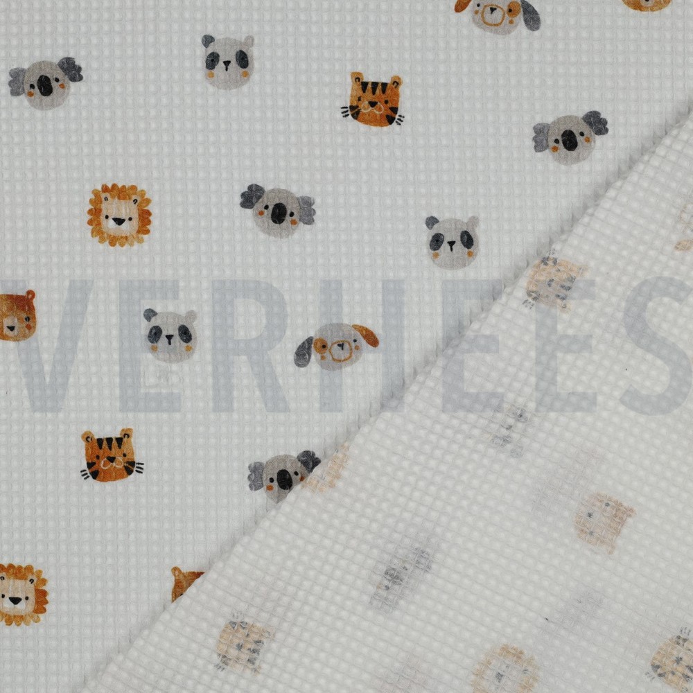 COTTON WAFFLE DIGITAL ANIMALS WHITE #7