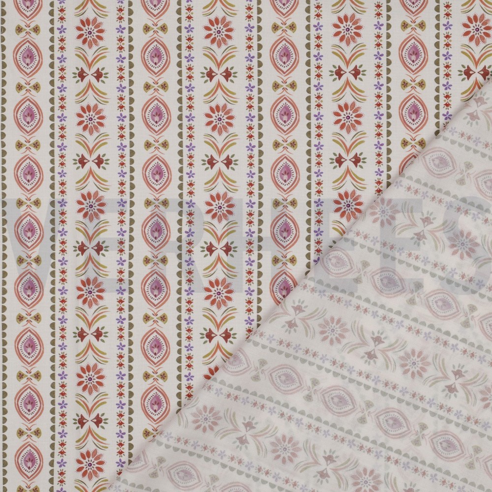 POPELINE DE COTON TISSAGE FIN DIGITAL FLEURS BLANC CASSÉ #7
