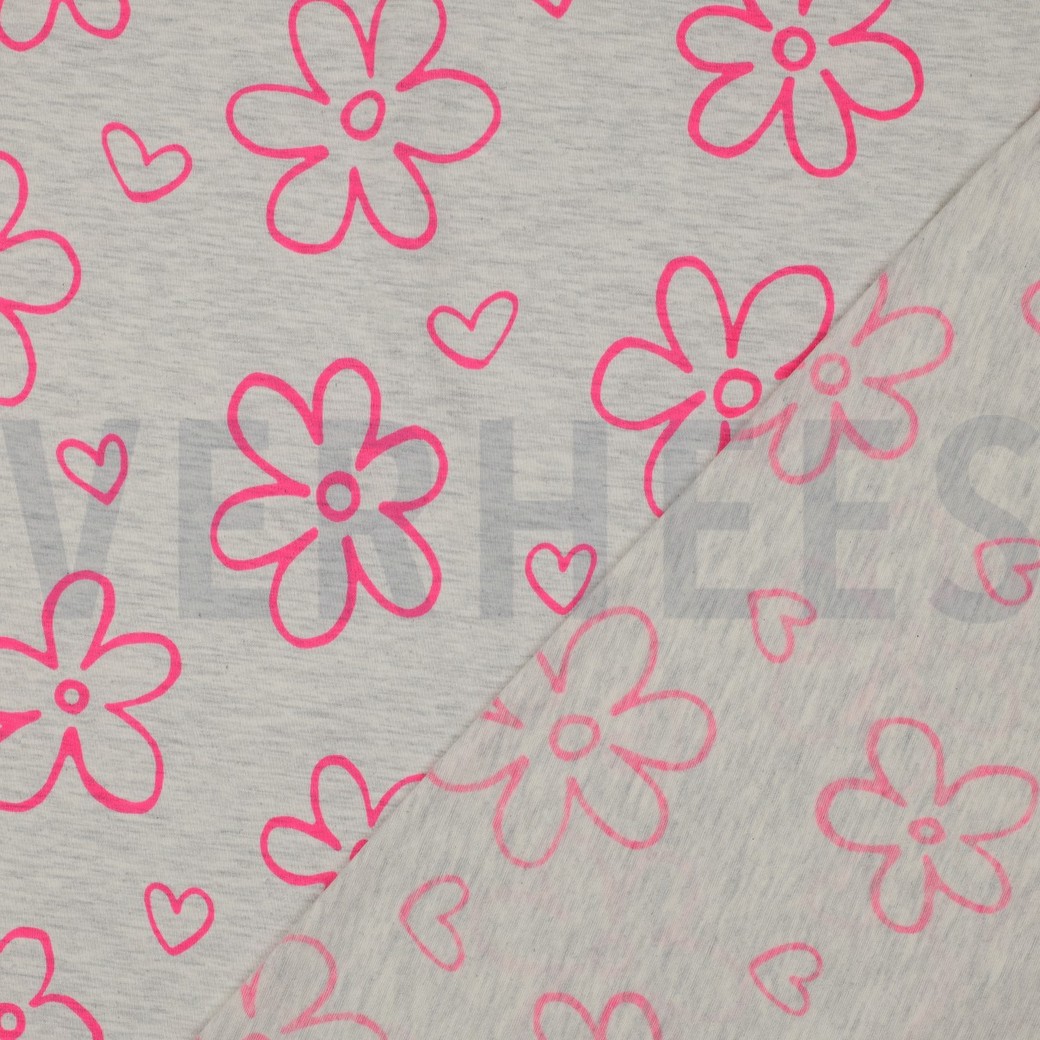 JERSEY MELANGE NEON FLOWERS ECRU #7