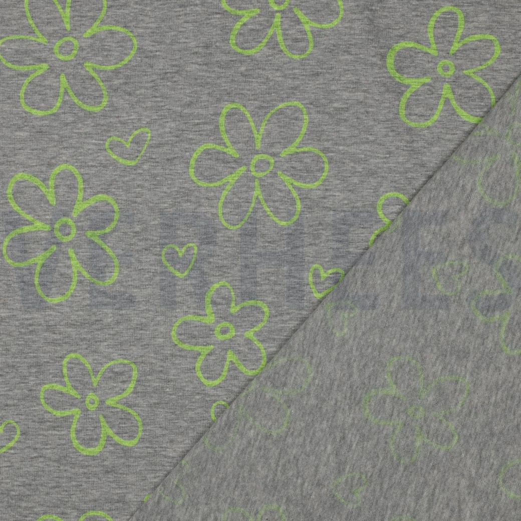 JERSEY MÉLANGE NEON FLEURS GRIS CLAIR #7