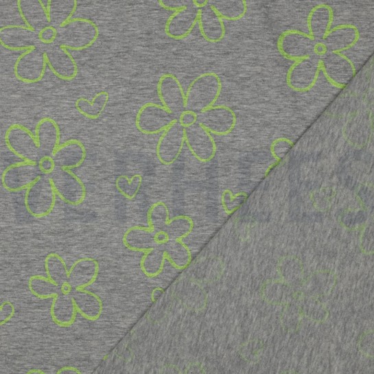 JERSEY MELANGE NEON BLOEMEN LICHTGRIJS #7
