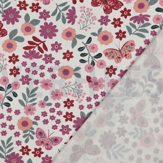 FRENCH TERRY BLUMEN GEBROCHEN WEISS #7