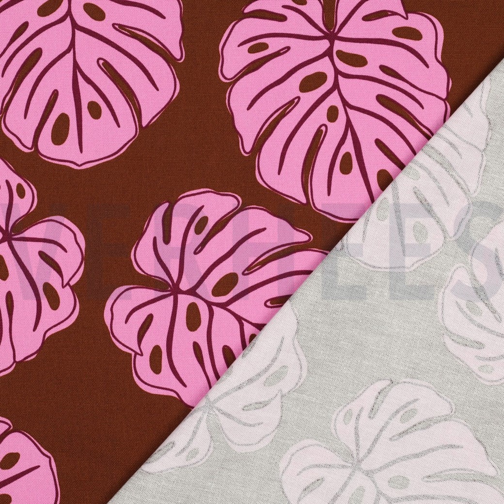 TOILE CANVAS FEUILLES MONSTERA BRUN #7