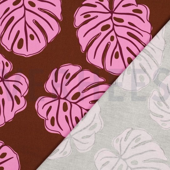 CANVAS MONSTERA LEAVES BROWN #7