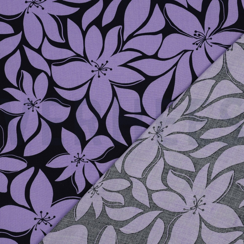 VISCOSE RADIANCE BLOEMEN DONKERBLAUW/LILA #7