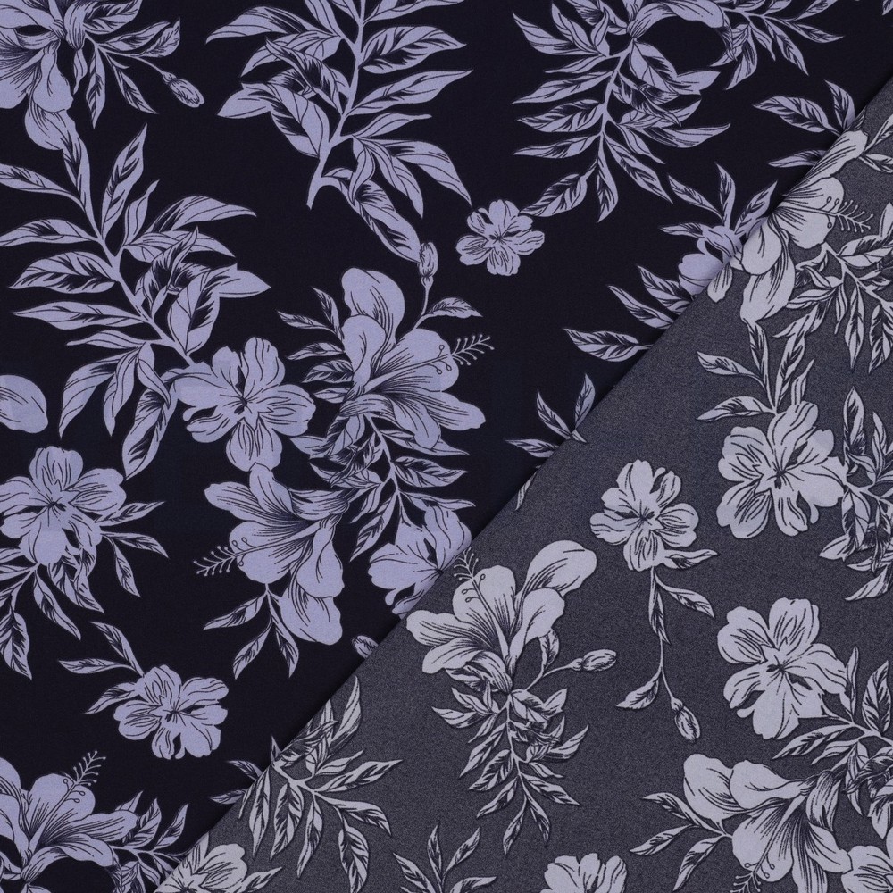 MAGNOLIA STRETCH TROPICAL FLOWERS NAVY #7