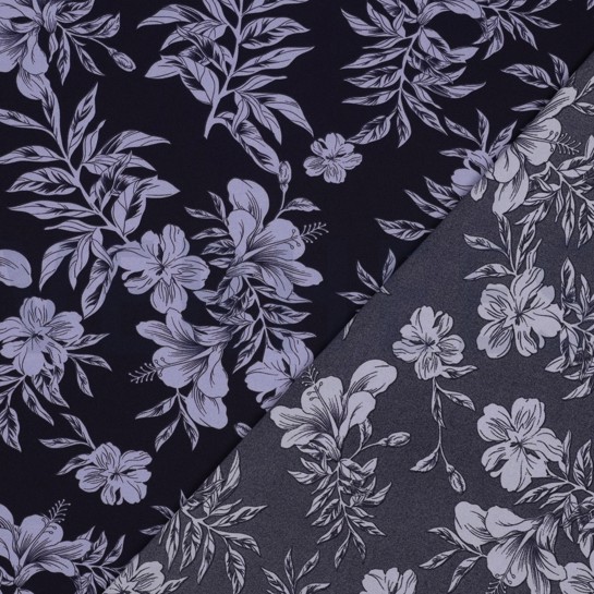 MAGNOLIA STRETCH TROPISCHE BLOEMEN MARINEBLAUW #7