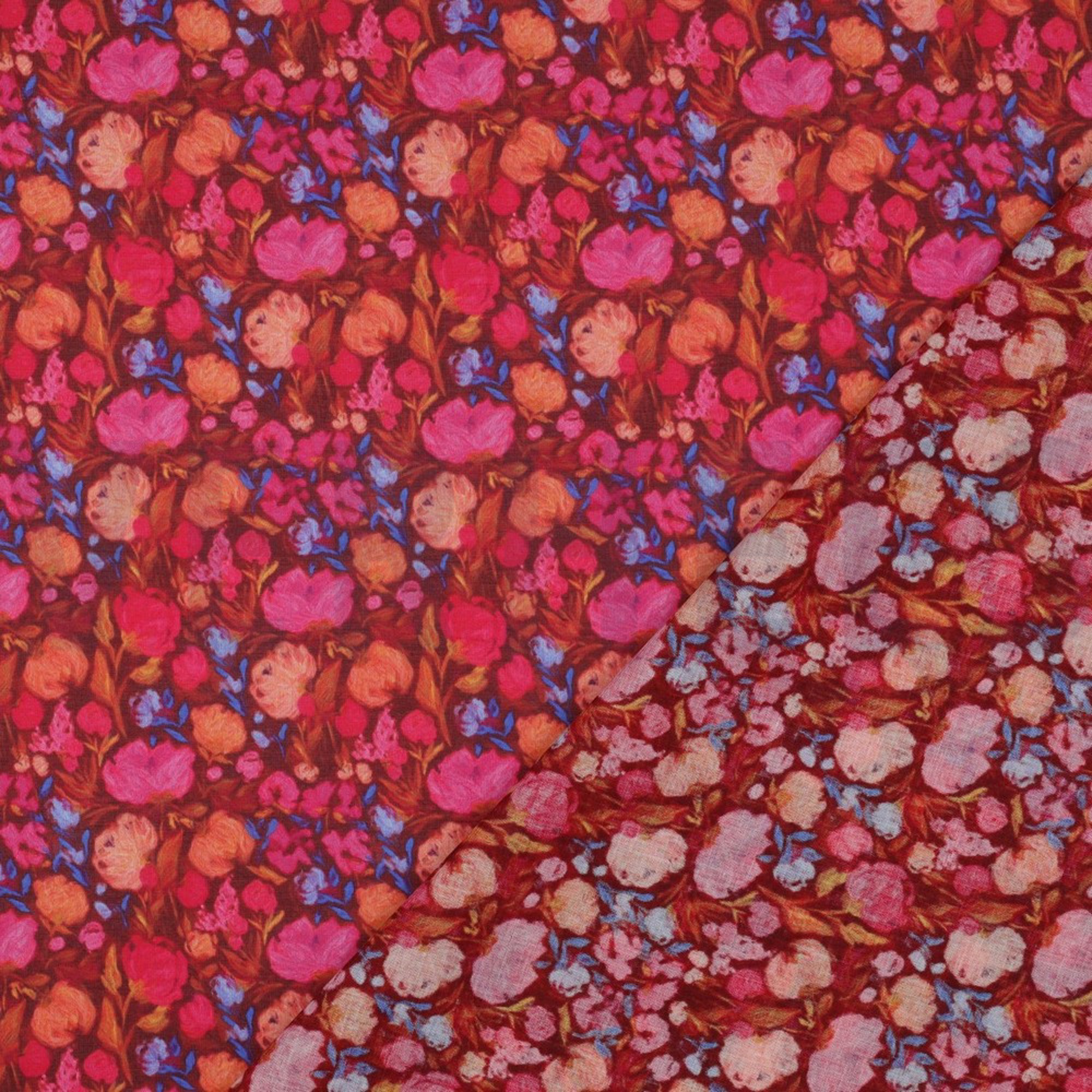 KATOEN VOILE DIGITAAL BLOEMEN BORDEAUXROOD (high resolution) #4