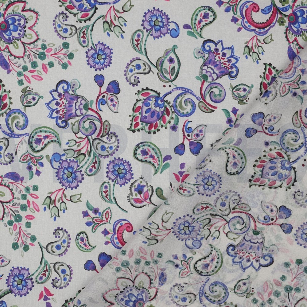 COTON VOILE DIGITAL FLEURS BLANC CASSÉ #7
