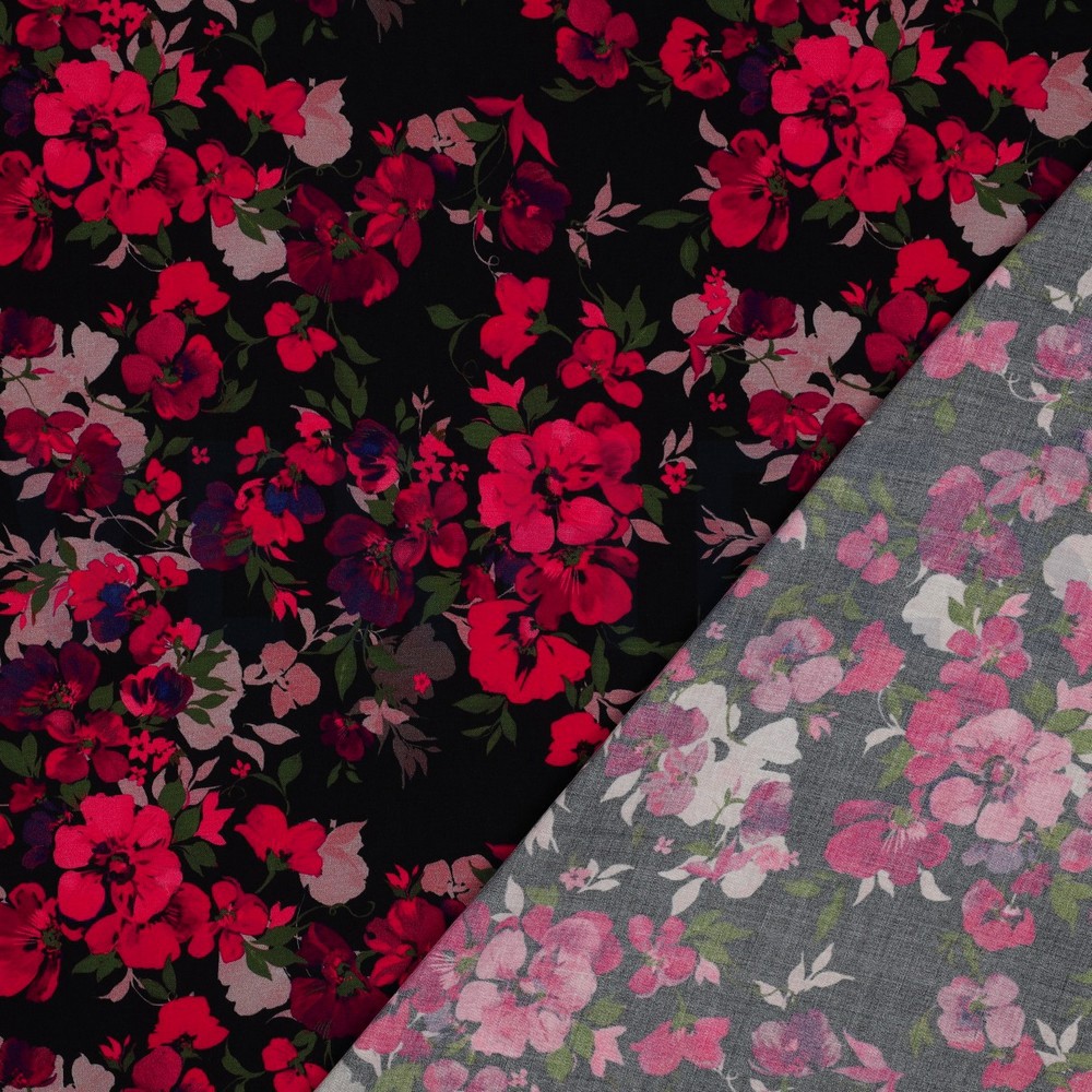 LENZING™ ECOVERO™ DIGITAL FLOWERS BLACK #7