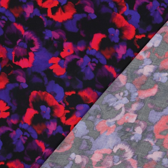 LENZING™ ECOVERO™ DIGITAL FLOWERS PURPLE #7