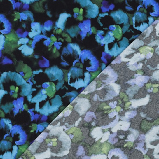 LENZING™ ECOVERO™ DIGITAL FLOWERS BLUE #7