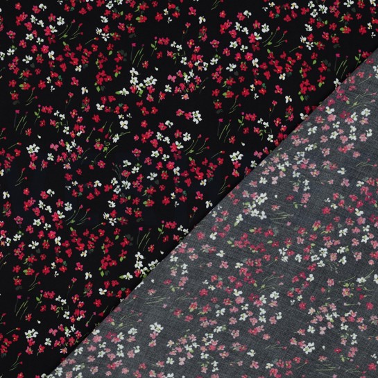 LENZING™ ECOVERO™ DIGITAL FLOWERS BLACK #7