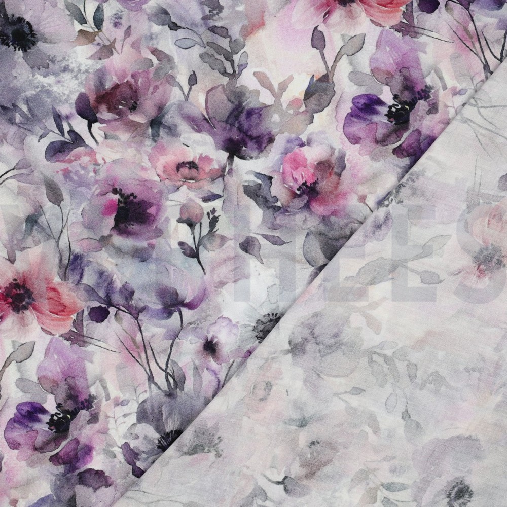 LENZING™ ECOVERO™ DIGITAL BLUMEN LAVENDEL #7