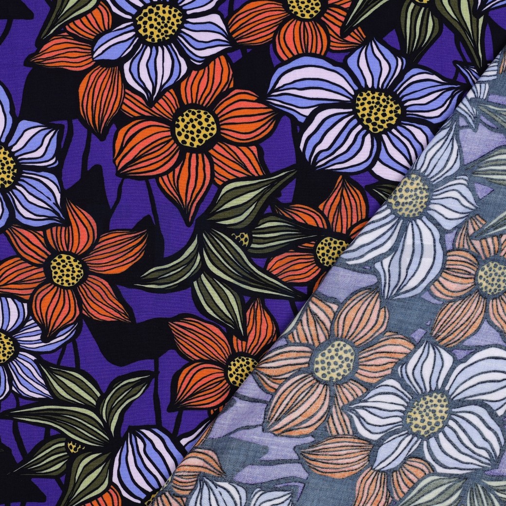 LENZING™ ECOVERO™ BLOEMEN KOBALTBLAUW #7