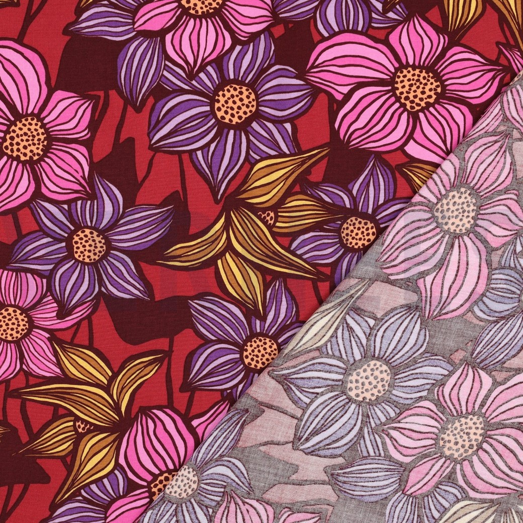 LENZING™ ECOVERO™ BLUMEN BORDEAUXROT #7