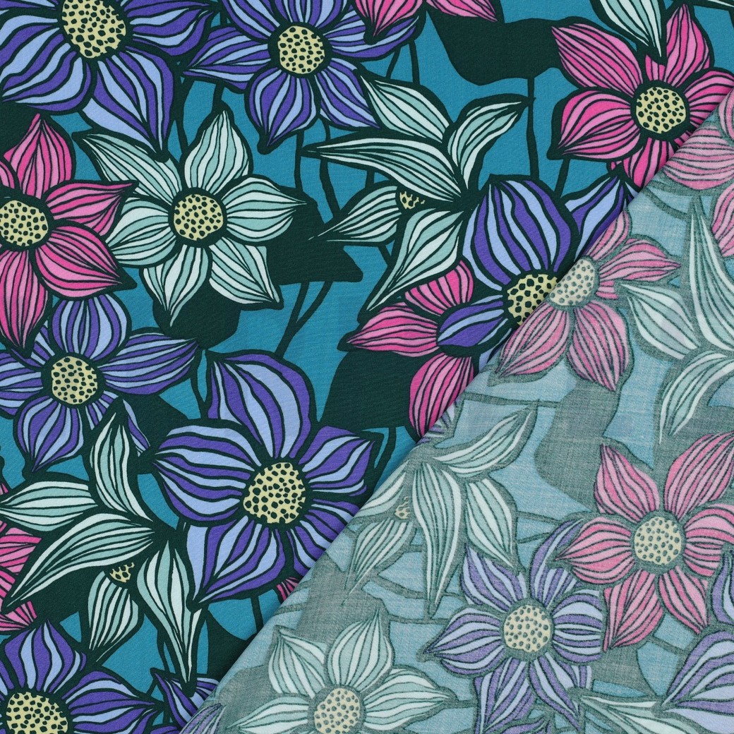LENZING™ ECOVERO™ BLUMEN PETROL #7
